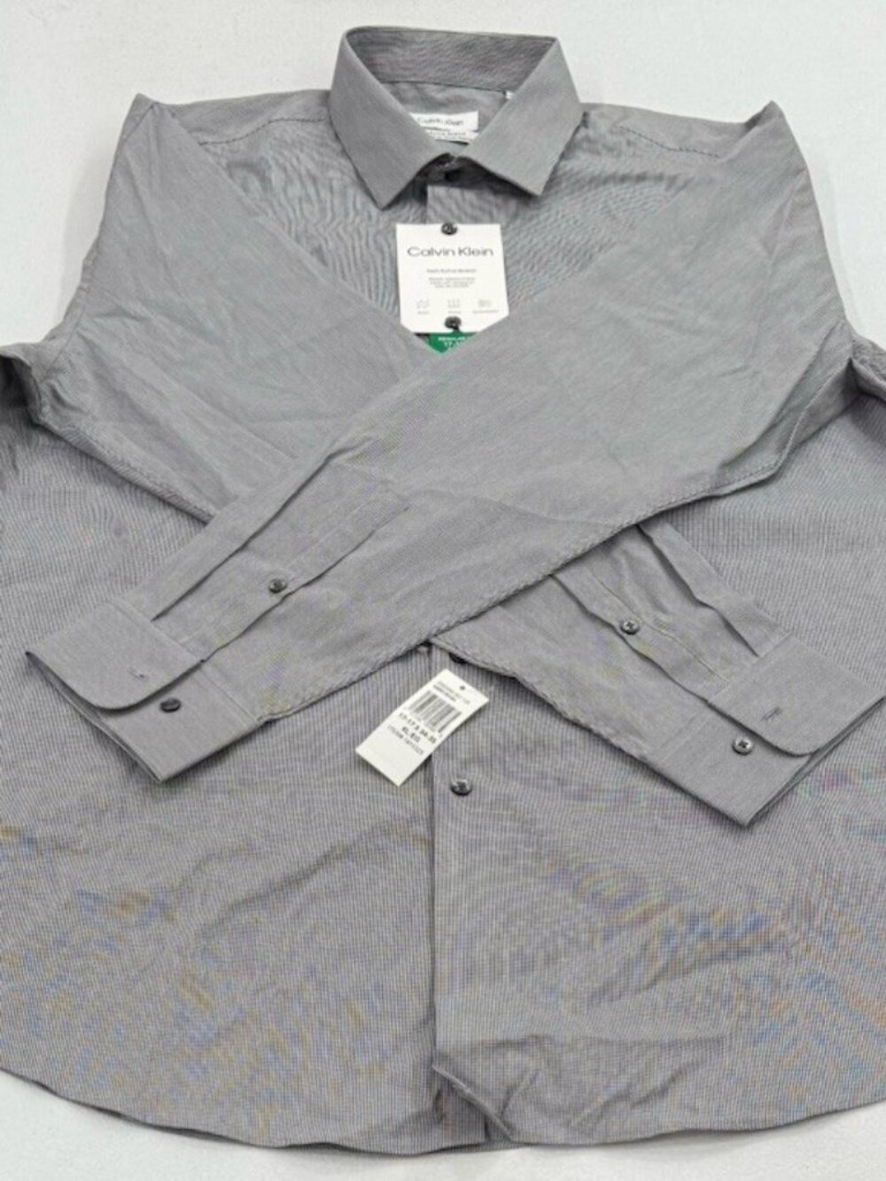 Calvin Klein Men’s Tech Active Stretch Dress Shirt,Black/White,XL(17-17.5-34/35)